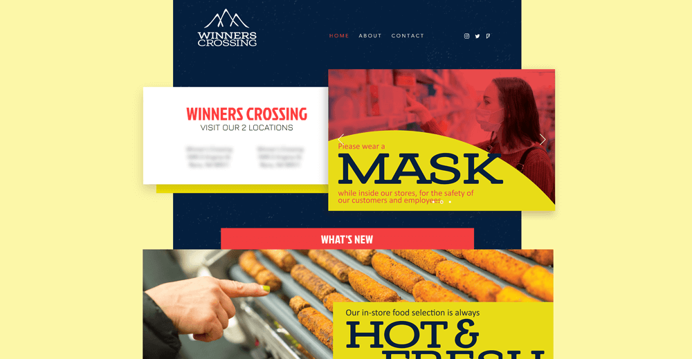 Screenshot of a store website