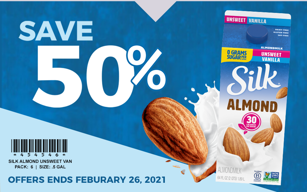 Silk Almond Milk 50% off