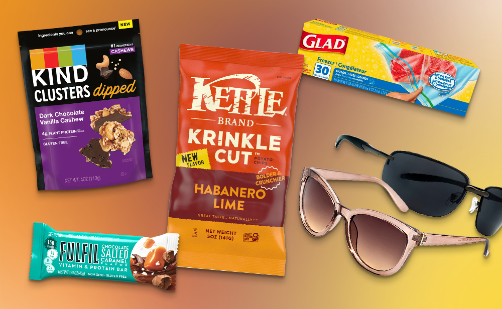 KInd Clusters Dipped, Kettle Krinkle Cut Chips, NYS Sunglasses